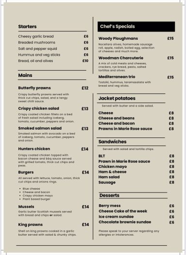 Lunch Menu Lunch Menu